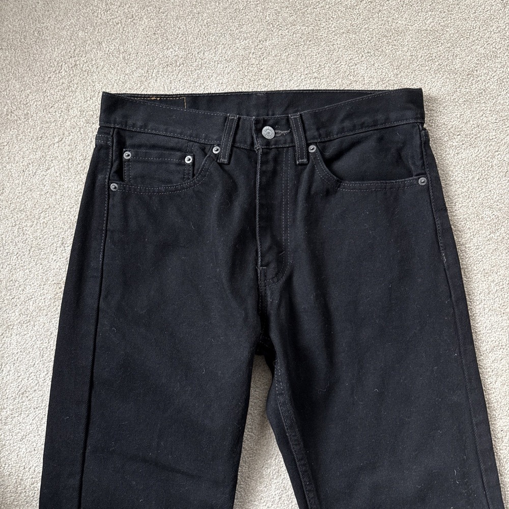 Levis Jeans Mens 31x30 (Fits 31x27) Black 505 Straight Leg Classic - Picture 3 of 10